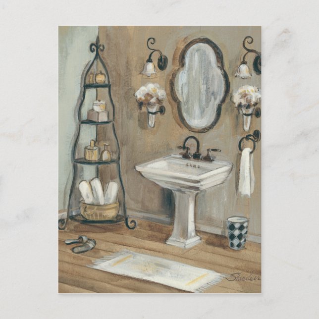 Postal Cuarto de baño francés con el espejo y el (Anverso)