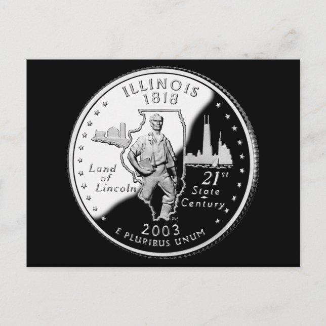 Postal Cuarto de Estado de Illinois Reverso Falso (Anverso)