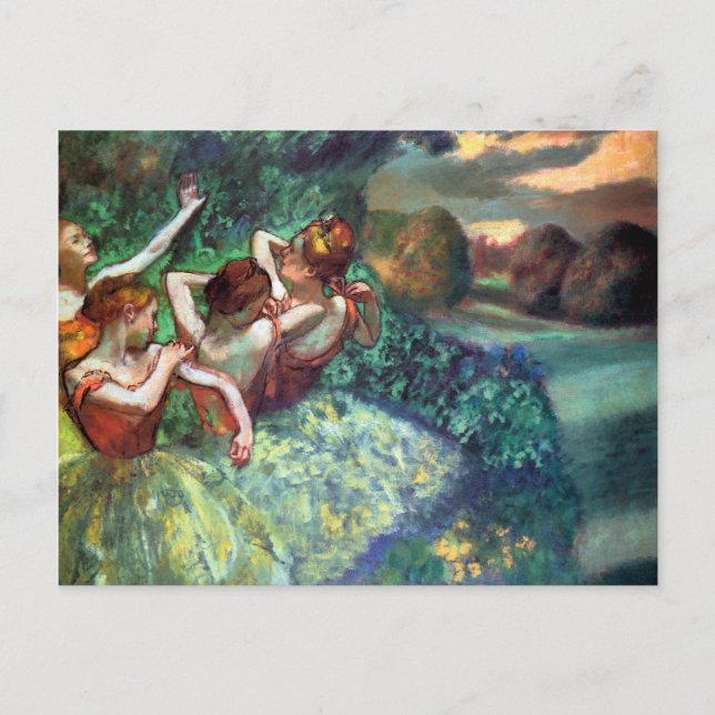 Postal Cuatro bailarinas de Degas (Anverso)