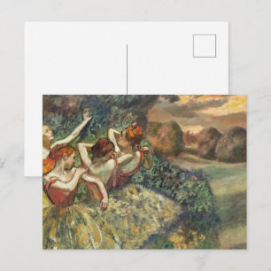 Postal Cuatro bailarinas de Edgar Degas, arte de ballet c