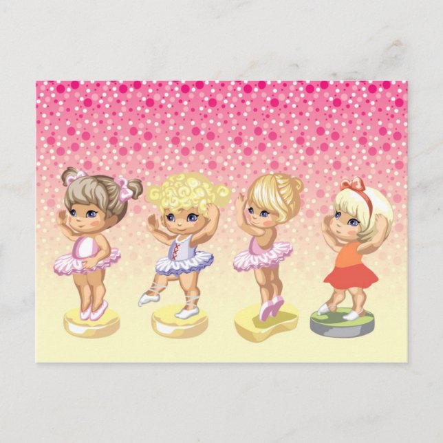 Postal Cuatro balerinas en tutus (Anverso)