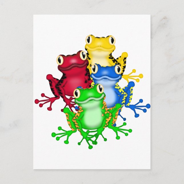 Postal Cuatro camisas y regalos para ranas (Anverso)