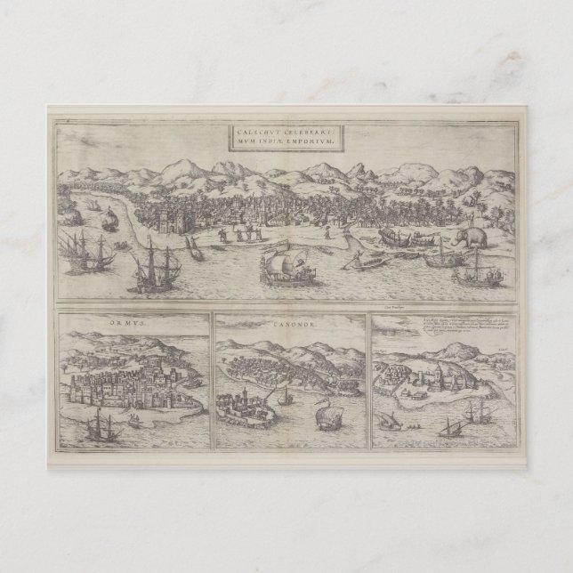 Postal Cuatro ciudades de India (Anverso)