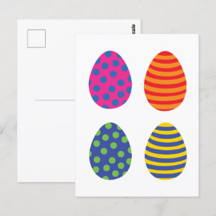 Postal Cuatro coloridos huevos de Pascua