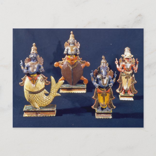 Postal Cuatro de las encarnaciones de Vishnu (Anverso)