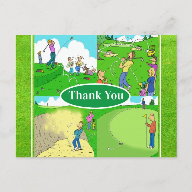 Postal Cuatro divertidos Personalizados de Golfer (Anverso)
