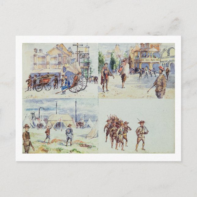 Postal Cuatro escenas de la Guerra de los Boers, de un cu (Anverso)