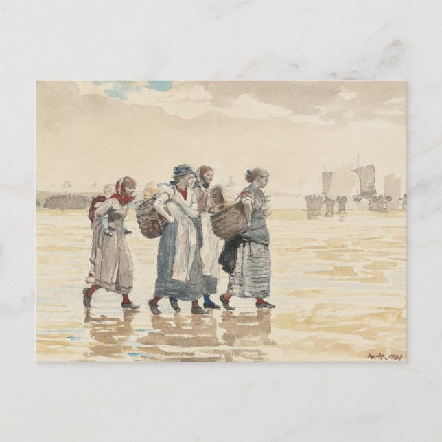 Postal Cuatro esposas de pescadores en la playa | Winslow (Anverso)