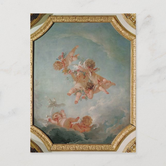 Postal Cuatro estaciones en la Salle del Conseil - Primav (Anverso)