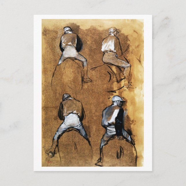 Postal Cuatro estudios de un jockey, Edgar Degas (Anverso)