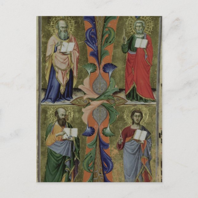 Postal Cuatro evangelistas, siglo XIV (vellum) (Anverso)