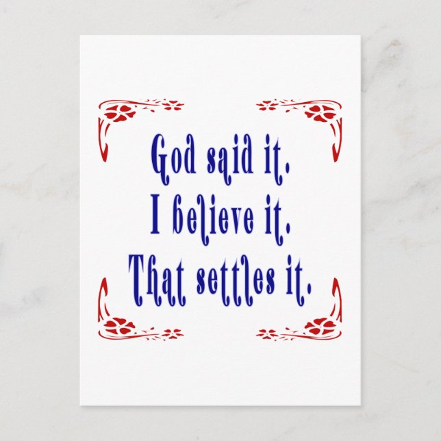 Postal Cuatro Flores Rojas Dios lo Dijo! (Anverso)