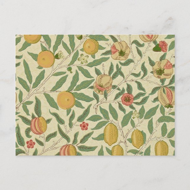 Postal Cuatro frutas, William Morris (Anverso)