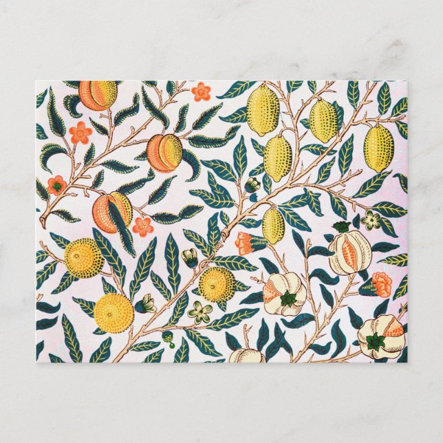 Postal Cuatro frutas, William Morris (Anverso)