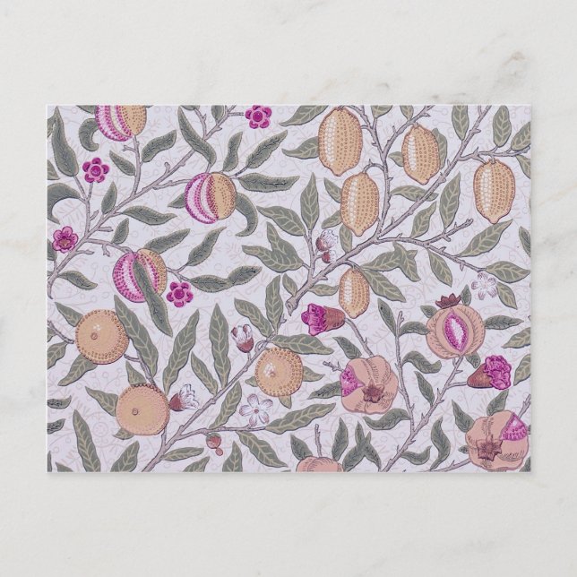 Postal Cuatro frutas, William Morris (Anverso)