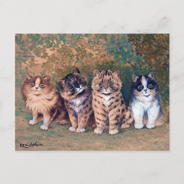 Postal Cuatro gatitos, Louis Wain (Anverso)