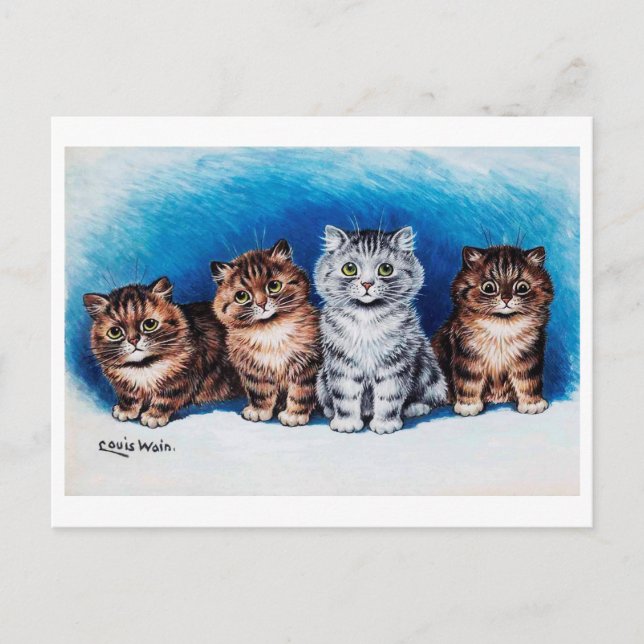 Postal Cuatro gatitos, Louis Wain (Anverso)
