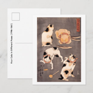 Postal Cuatro Gatos en Diferentes Posturas (1798-1861)