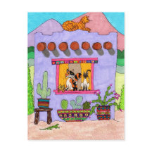 Cuatro gatos en una morada de Adobe House