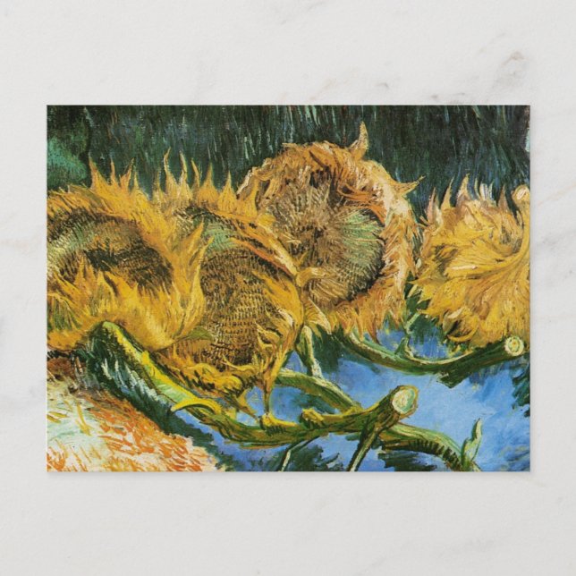 Postal Cuatro girasoles cortados por Vincent van Gogh (Anverso)