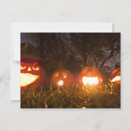 Postal Cuatro linternas Jack-o' en Halloween