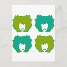 Postal CUATRO MODOS en VERDE AZULADO y VERDE