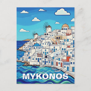 Postal Cuatro molinos de viento en Mykonos Grecia Cíclada