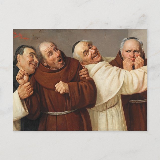 Postal Cuatro monjes, c. 1884 por Claudio Rinaldi (Anverso)