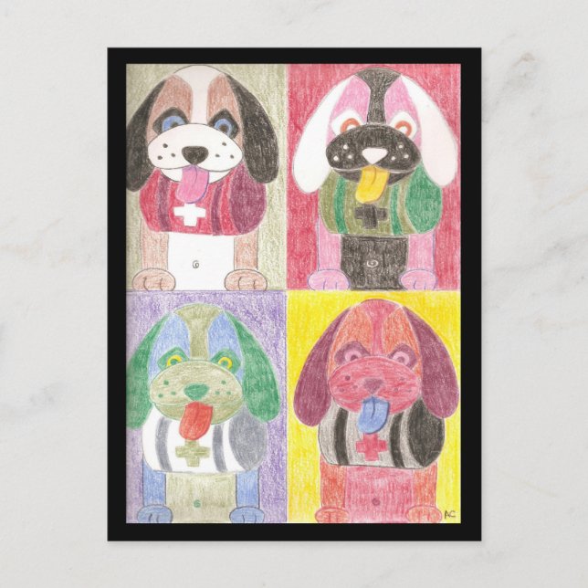 Postal Cuatro perros (Anverso)
