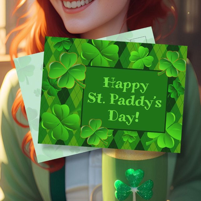 Postal Cuatro Ropas de Hojas Feliz Día de St. Paddys (Subido por el creador)