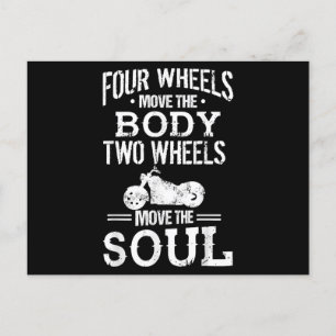 Postal Cuatro ruedas mueven el cuerpo dos ruedas mueven e