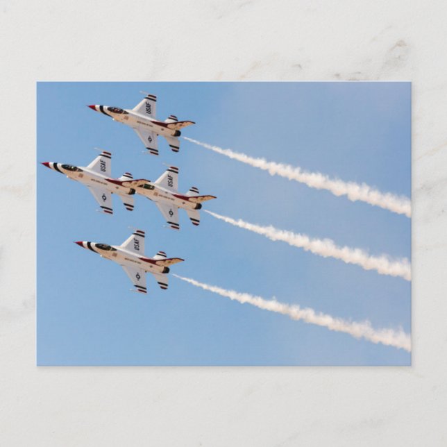 Postal Cuatro Thunderbirds F-16 vuelan en formación cerca (Anverso)