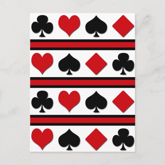 Postal Cuatro trajes de cartas (Anverso)