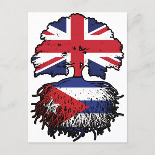 Postal Cuba Bandera de los árboles cubanos británicos del