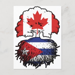 Postal Cuba Bandera de raíces cubanas canadienses de árbo
