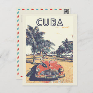 Postal Cuba, Caribe, típico coche vintage Postcard
