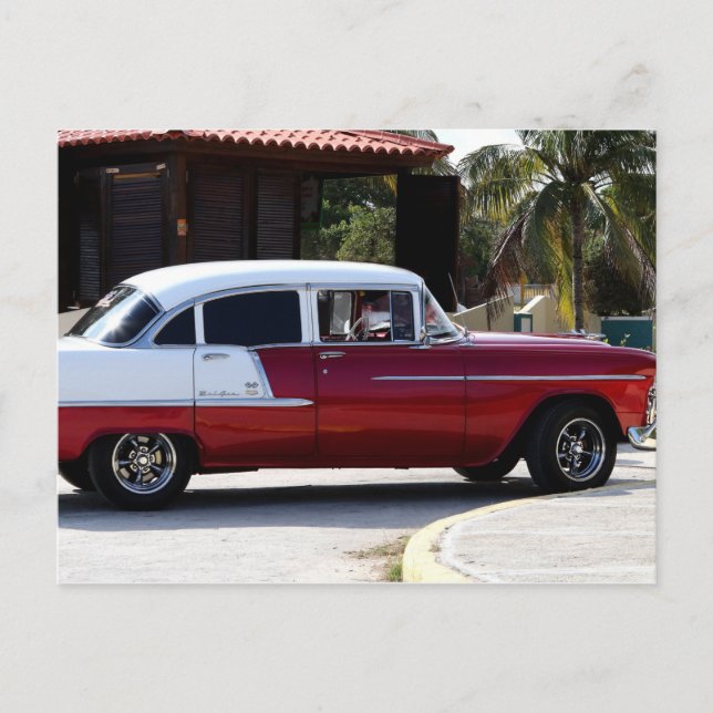 Postal Cuba Classic Carros Red n White Postcard (Anverso)