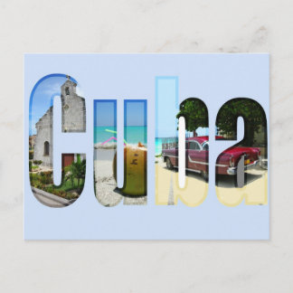 Postal Cuba con diferentes escenas en las cartas