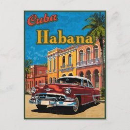 Postal Cuba Habana Classic Car & Colorous Street Travel