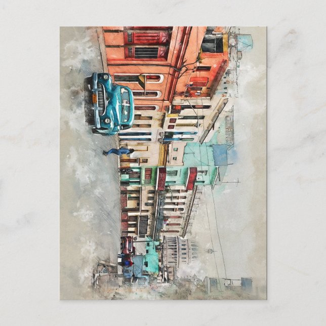 Postal Cuba La Habana El Viejo Coche Cubano Playa del Car (Anverso)