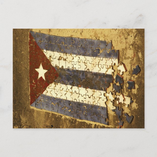 Postal CUBA, La Habana. Rompecabezas mosaico de la bander (Anverso)