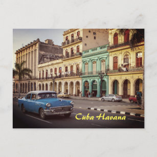 Postal Cuba La Habana Vintage Classic Car Cityscape