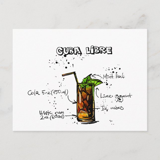 Postal Cuba Libre Cocktail (Anverso)