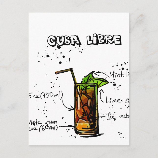 Postal Cuba Libre Cocktail (Anverso)