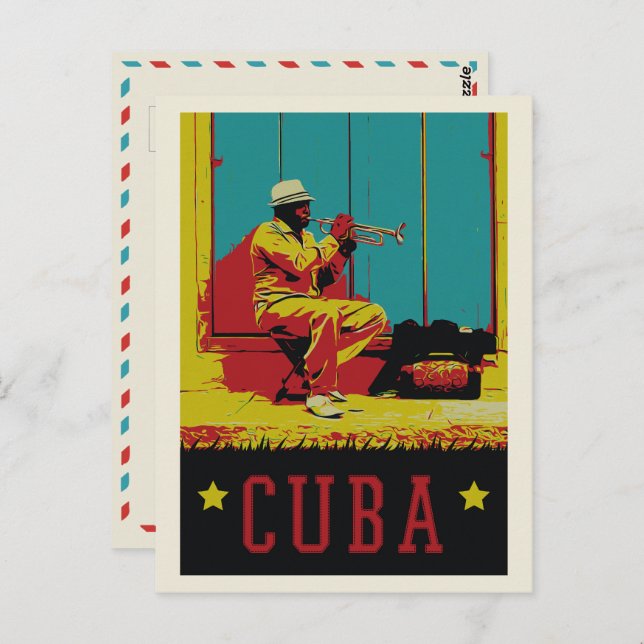 Postal Cuba Típico músico caribeño de La Habana Postcard (Anverso / Reverso)