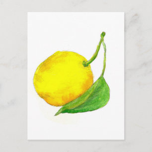 Postal Cubierta acuática de limón Fruit Art Pintura de cí