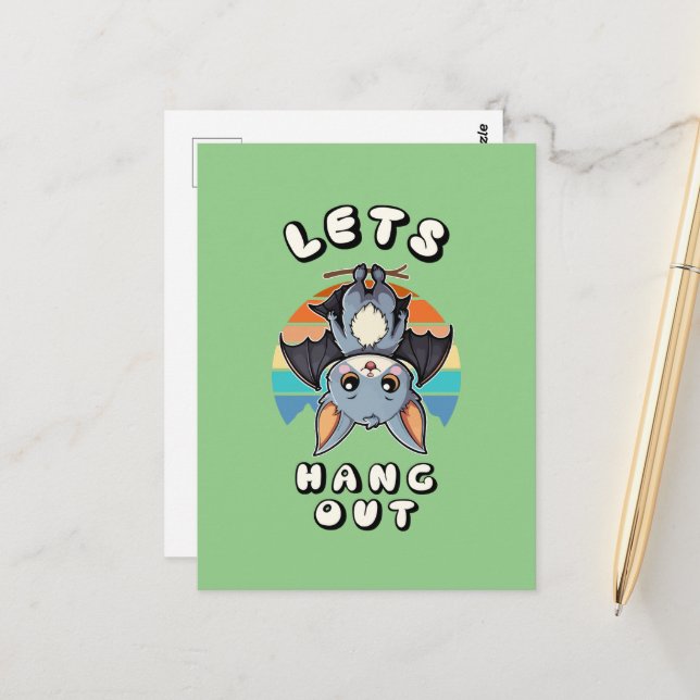 Postal Cubierta colgada y atardecer retro | Vamos a colga (Anverso/Reverso In Situ)