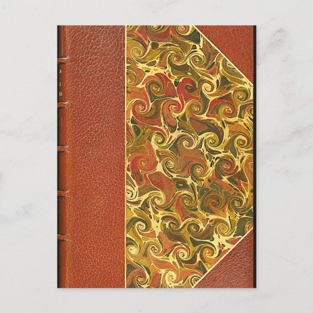 Postal Cubierta de libro antiguo con patrón de remolino o (Anverso)