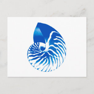 Postal Cubierta de Nautilus - azul cobalto y blanco