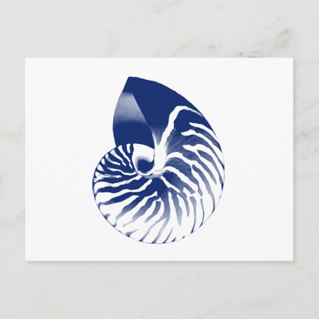 Postal Cubierta de Nautilus - azul marino y blanco (Anverso)